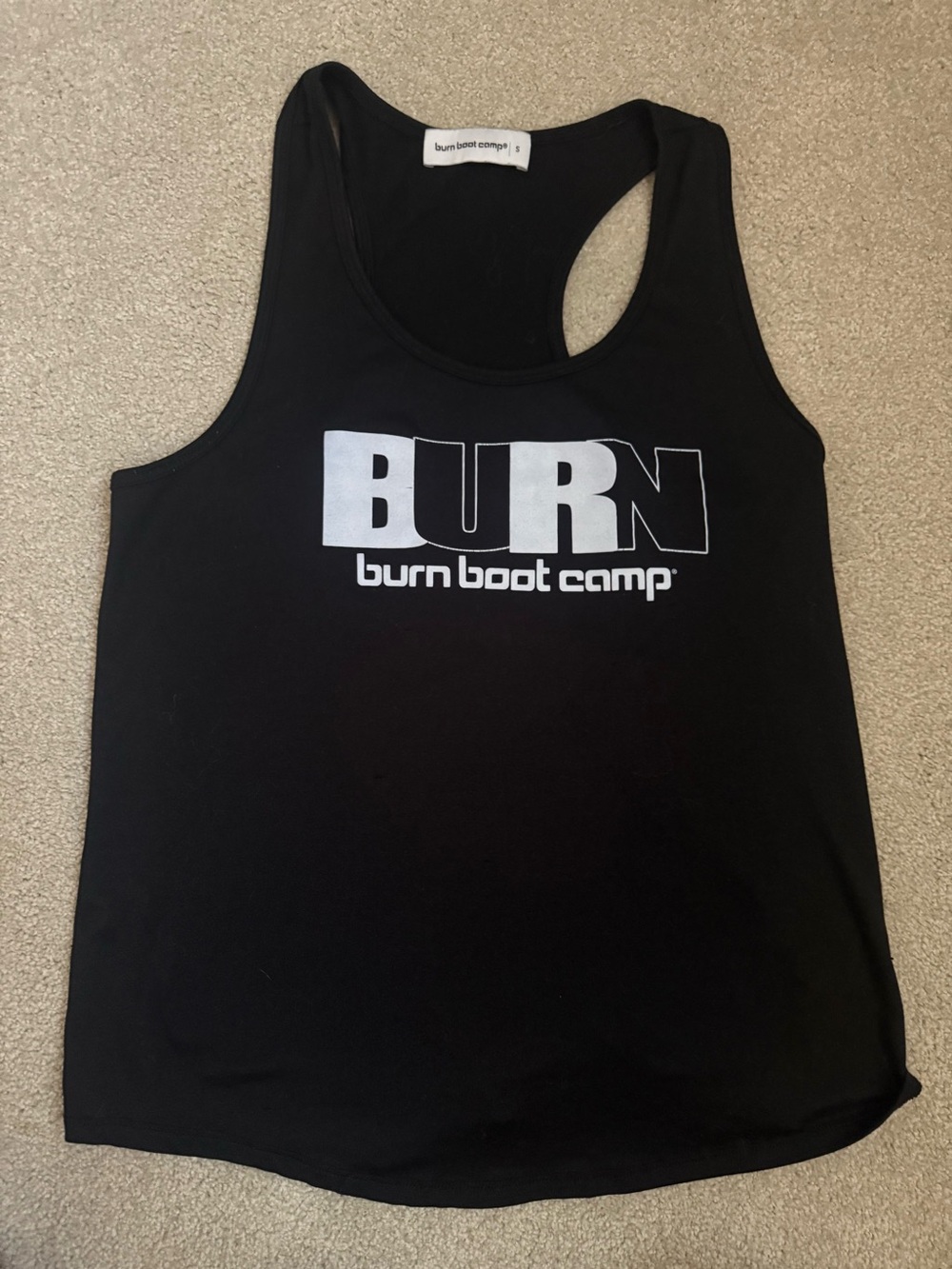S Burn Boot Camp Women’s Black Logo Racerback Tank